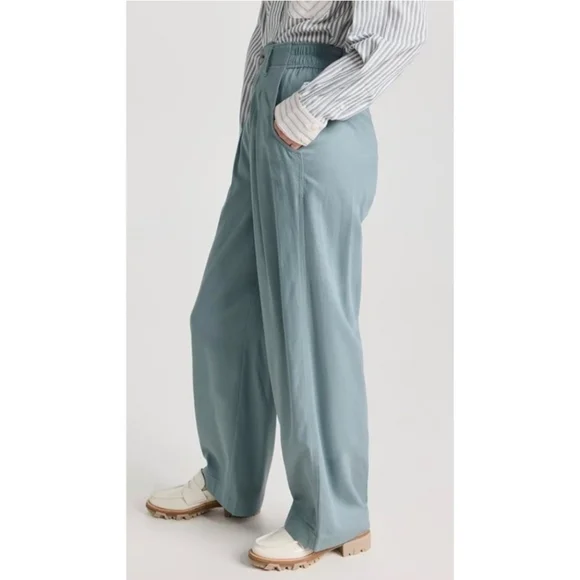 Madewell The Neale Wide-Leg Pleated Trousers In Color Overcast